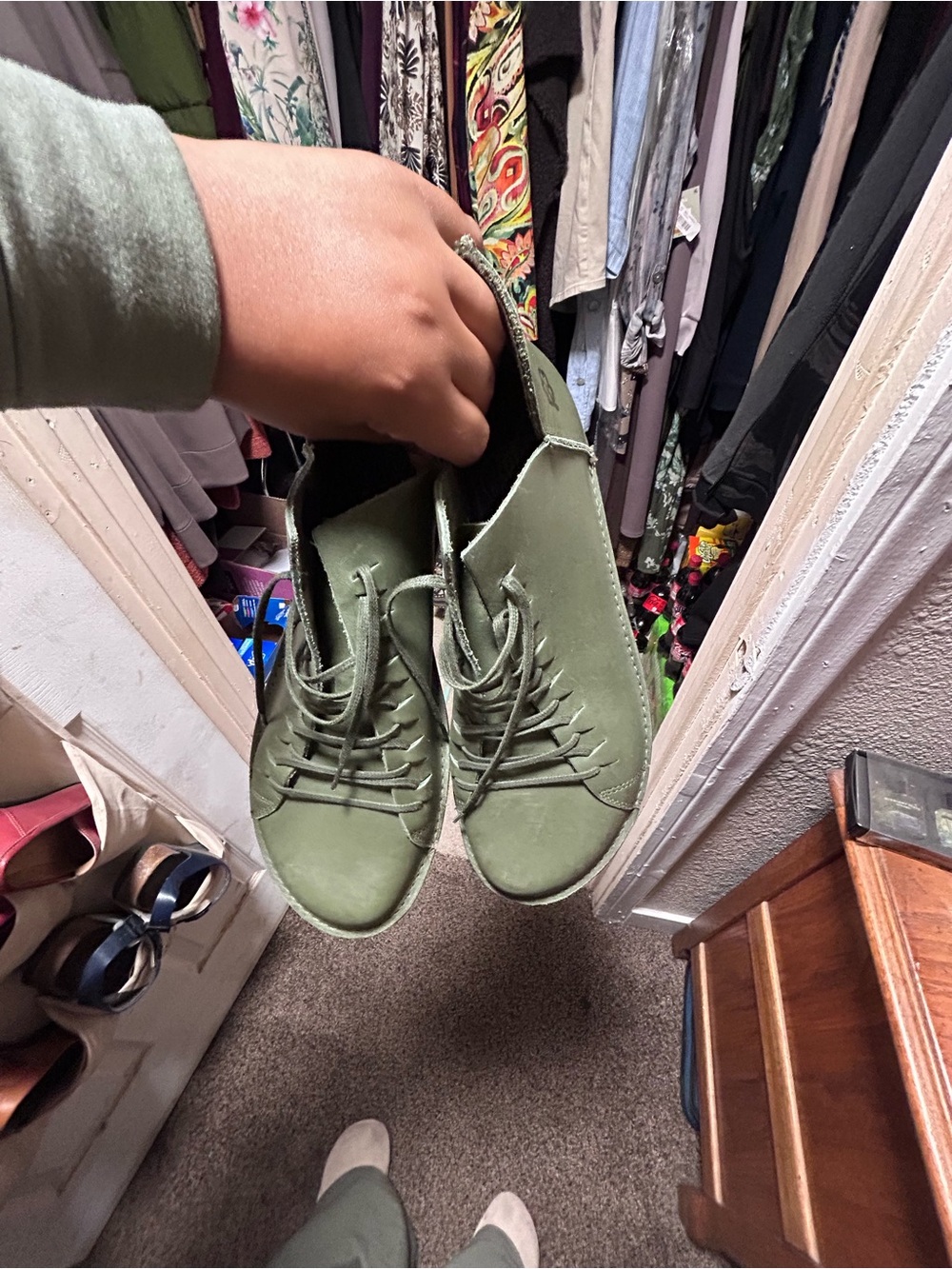 Olive Green Women's Lace-Up Ankle Booties